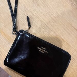 Coach Glossy Black Wristlet